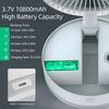 9-дюймовый портативный вентилятор, аккумулятор 10800 мАч, перезаряжаемый через Type-C, поворотный напольный вентилятор со светодиодной ночной подсветкой, пульт дистанционного управления, телескопический, 4 скорости, тихий