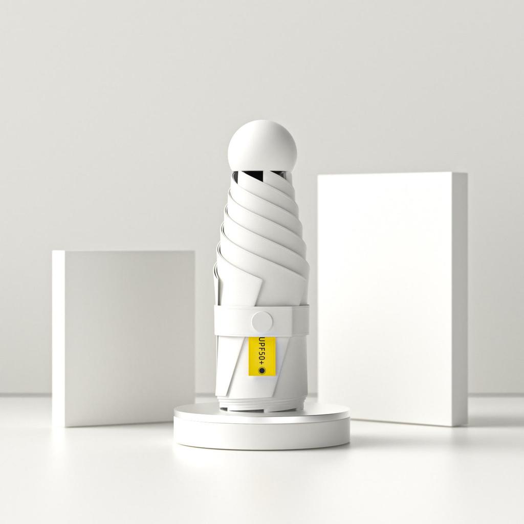 Black Plastic 50% Fold Ultra-Light Pocket Umbrella - Portable, Mini, for Sun/Rain