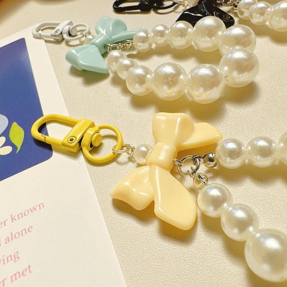 Акриловый жемчужный брелок с бантом и бантом, автомобильный брелок с бусинами, подвеска для мобильного телефона, креативный подарок