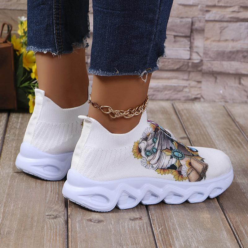Плоские туфли из дышащей сетки с принтом для женщин, спортивные кроссовки на платформе, женская осень 2024, легкая прогулочная обувь, размер 43