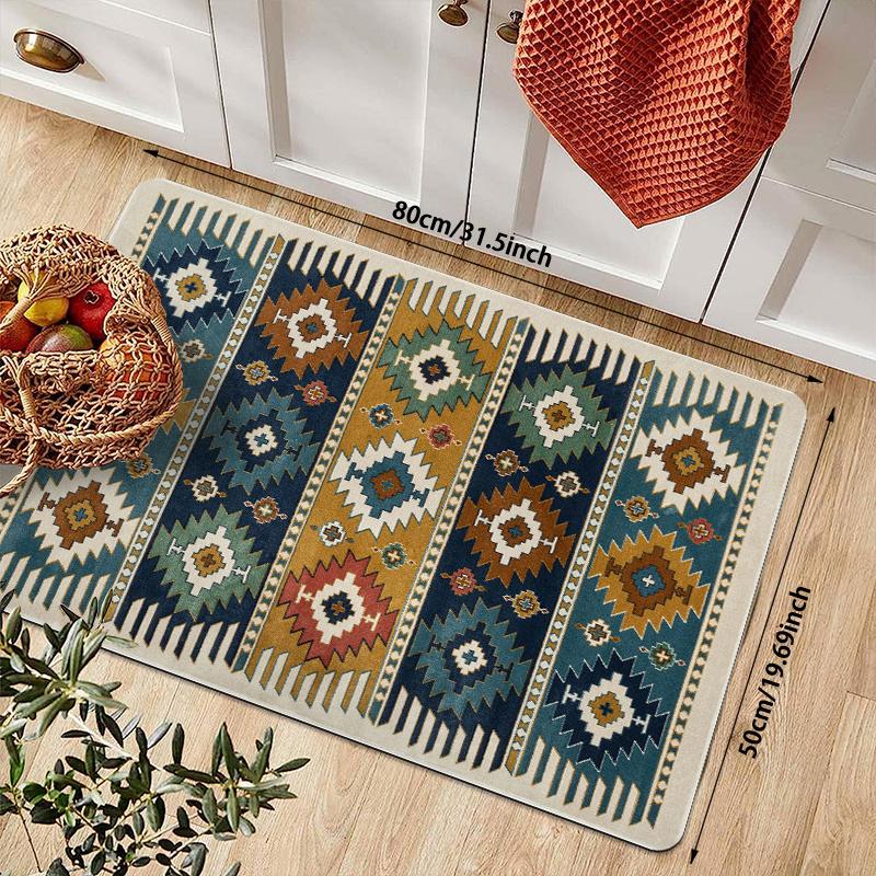 Seasonal Flower Pattern Floor Mat For Dining Room Living Room Indoor And Outdoor Kitchen Water-Absorbing Rug Home Decor