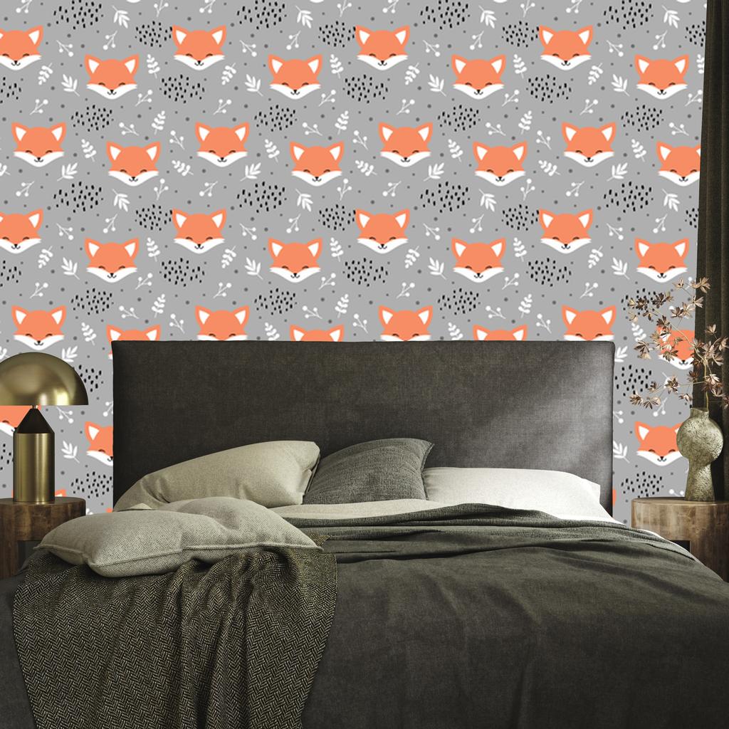 Joyful foxes in the forest wallpaper for living room and bedroom 50x1000