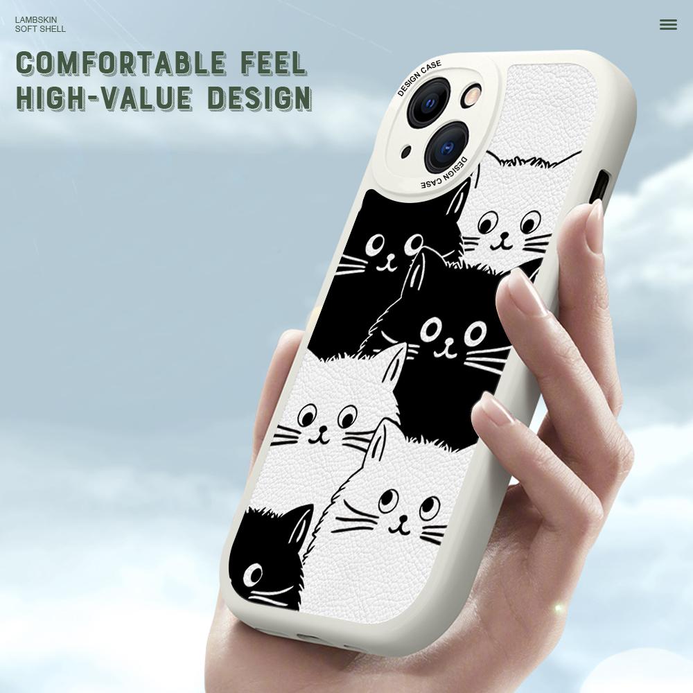 Чехол для телефона из искусственной кожи с рисунком черно-белых кошек для Infinix Vivo OPPO Reno Realme Huawei Nova, тонкий чехол для смартфона с ощущением кожи
