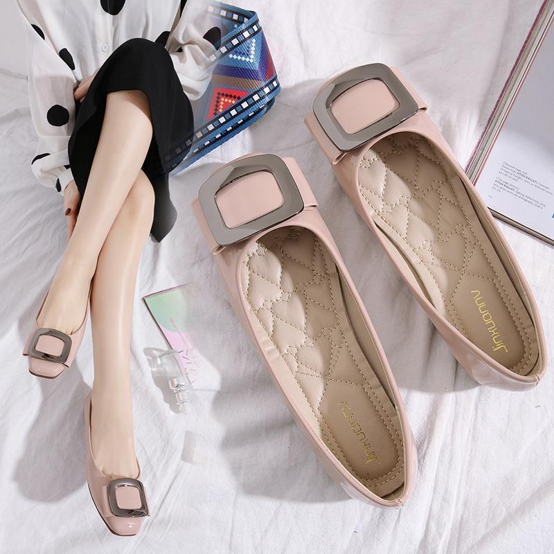 Весна Лето Плоские Туфли Женские Элегантные Офисные Туфли Мягкие Черные Красные Большие Размеры 43