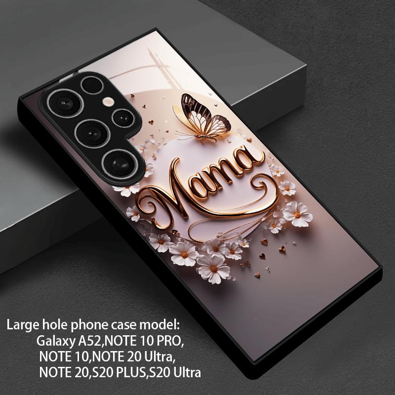 Золотая бабочка Мама Стеклянный чехол для телефона Подходит для Samsung Galaxy S26 S25 S24 S23 S22 S20 FE/Ultra/Plus Защита от падения Задняя крышка