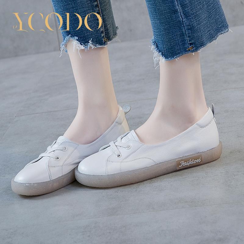Женская весенне-летняя кожаная повседневная обувь на мягкой подошве для девочек, студенческая обувь без шнуровки