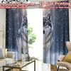 2D FLAT PRINTING 2pcs Curtains (Without Rod) Wolf in Snowy Forest Print Popular Curtains Prints Light Filtering Curtains