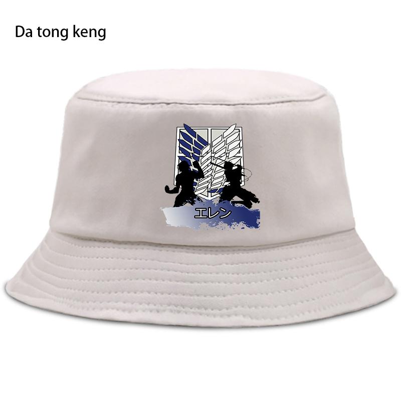 2023 аниме Атака Титанов летняя шляпа женская панама-ведро унисекс дизайн плоский козырек японское аниме шляпа рыбака