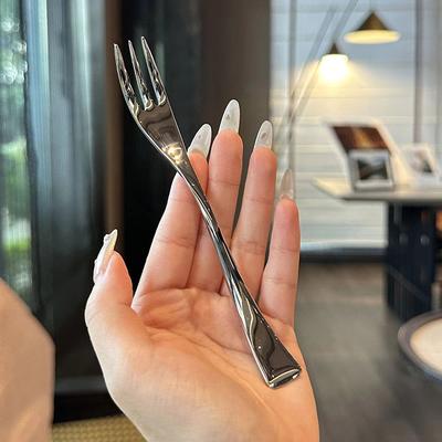 Обеденная вилка из нержавеющей стали с длинной ручкой, набор столовых вилок, корейские столовые приборы, четыре зубца, вилки для салата, десерта, фруктов, кухни