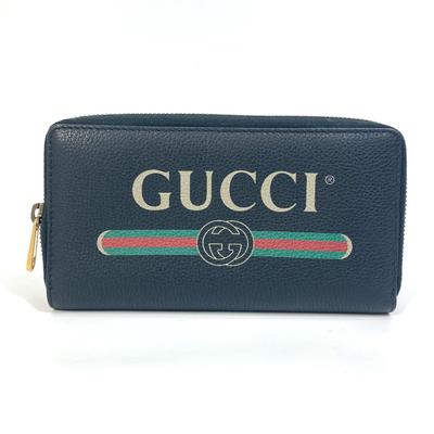 496317 Линия Sherry Принт с логотипом GUCCI Кошелек Long Wallet на молнии Кожа Черный