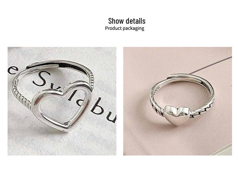Yinruitai s925 Стерлинговое серебро Полое сердце Штабелируемые Корейский тренд Женские парные кольца