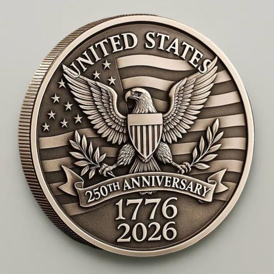 Юшэн Сувенирная монета к 250-летию США Двусторонняя чеканка Памятный значок, посвященный истории Соединенных Штатов Круглая металлическая коллекция Патриотическое украшение