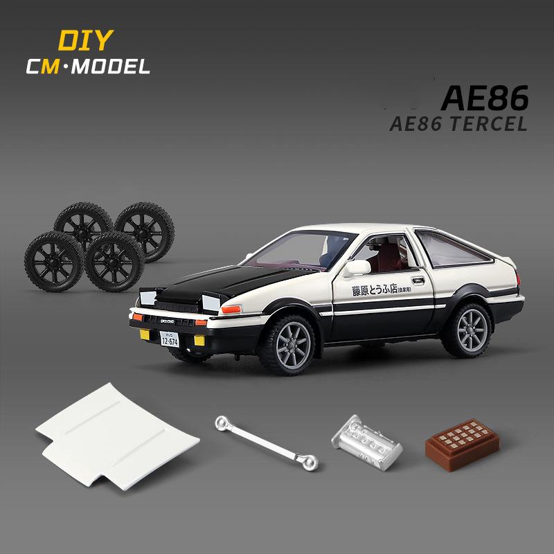 1/43 Initial D AE86 Zonda DIY Detachable Assembly Alloy Diecasts & Toy Vehicles Car Model Miniature Scale Model Car For Children