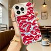 Жесткий чехол для телефона с красными губами и сердечками для iPhone 16 15 14 13 12 11 Pro Max Mini Ударопрочный Защитный чехол от царапин