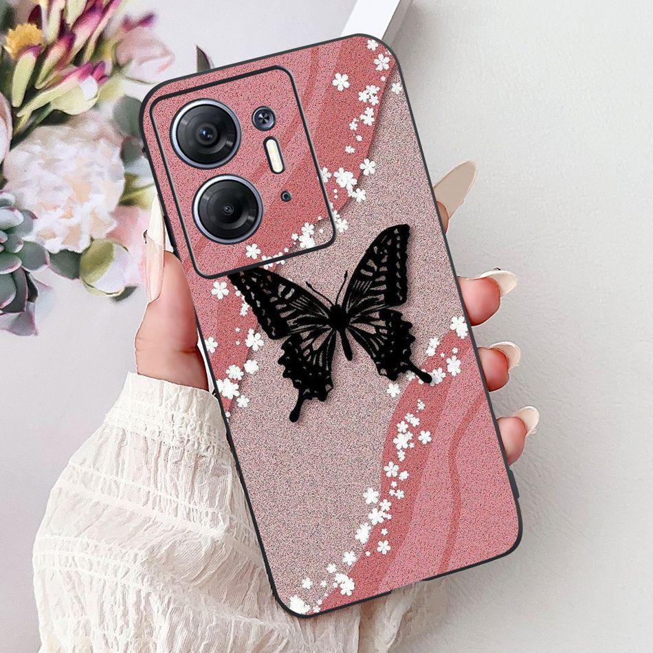For Infinix Hot 30 5G Elegant Butterfly Cat Printed Phone Case For Infinix Hot30 5G X6832 Black Silicone Soft TPU Cases Bumpers