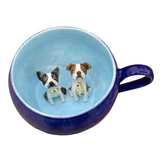 Керамическая кружка 350 мл с секретной 3D фигуркой животного ручной работы