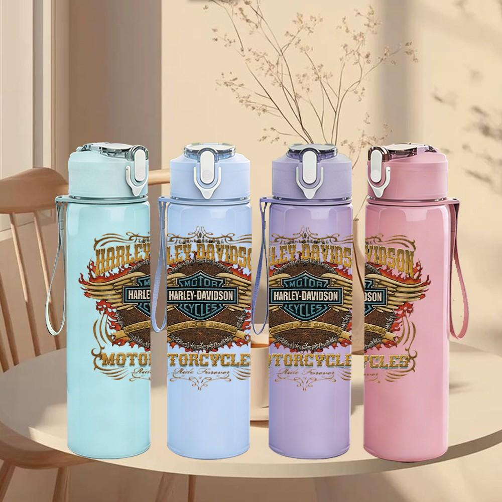 1PC Brown Ornate Badge 750ml sports water bottle leakproof straw lid outdoor office home