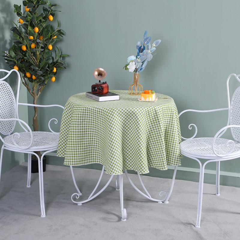 Круглая Скатерть Хлопок Лен Клетчатая Скатерть Маленькая Свежая Круглая Скатерть Скатерть для Кофейного Столика Скатерть для Кофейного Столика