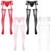 Mens Exotic Sheer Lace Briefs with Stocks Cutout Pantyhose Bulge Pouch G-Strings Glossy Garters Leggings Sissy Nightwears Party