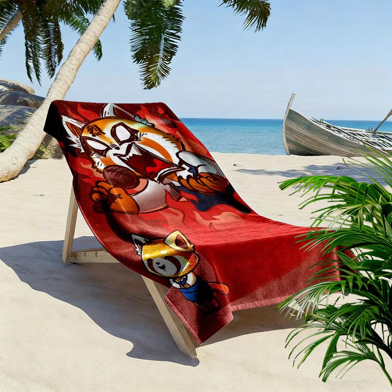 Aggretsuko 2D Flat Print Beach Towel, Large Soft Quick Dry Towel for Beach Camping SwimmingXSTJ0915103