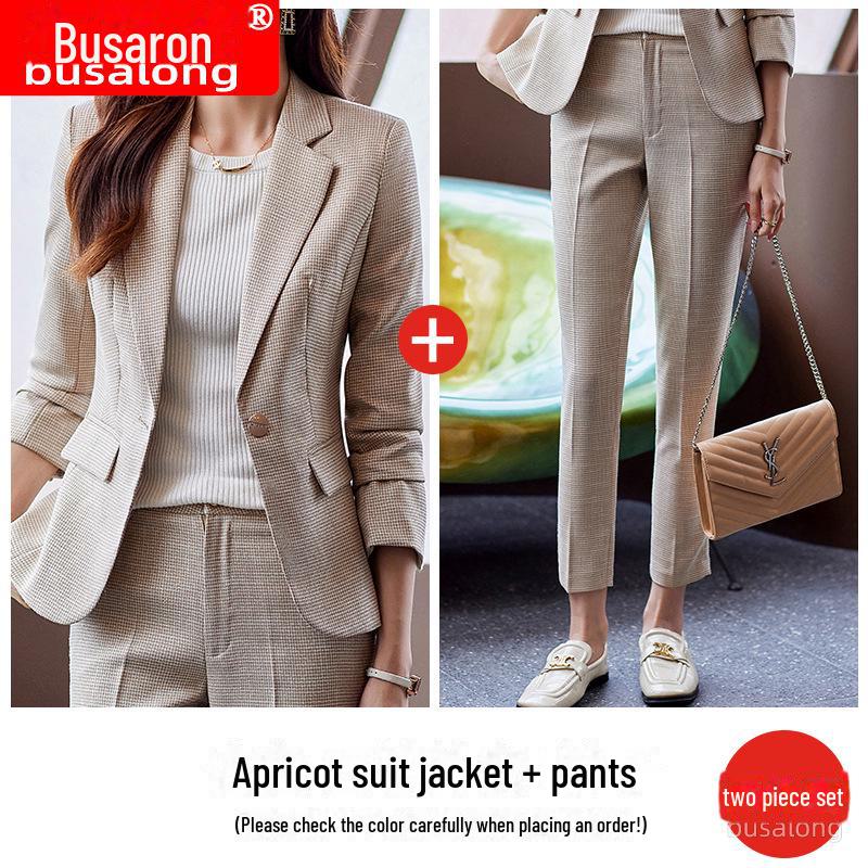 Busaron Women's Long-Sleeve Professional Suit and Trousers for Interviews and Sales Work