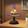 Witch Hat Lamp Stained Glass Resin Wizard Hat Light Spooky