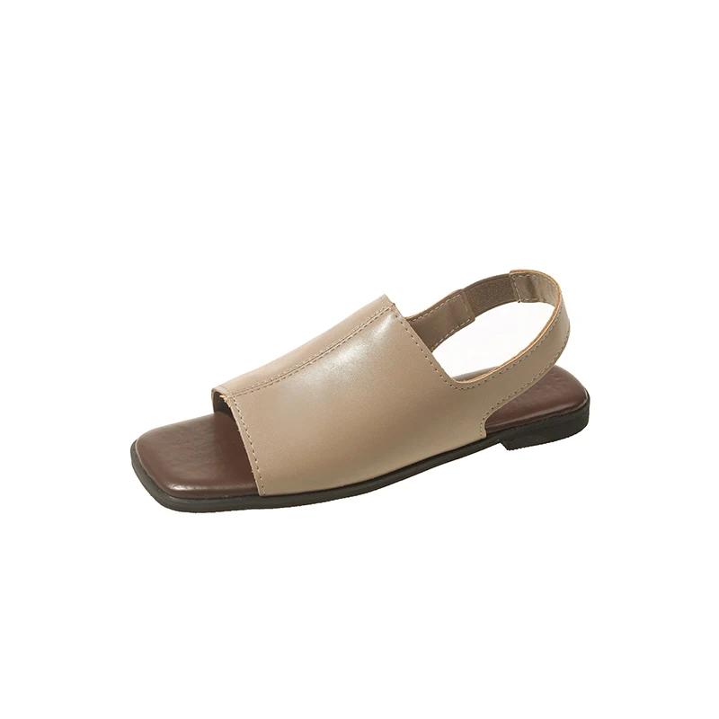 Женские летние сандалии 2025 Роскошные туфли босиком из искусственной кожи для женщин Удобные мокасины Уличные сандалии на низком каблуке