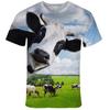 Funny Designer Cow T-shirt Men's Clothing Short Sleeves O-neck T Shirt 3D Printed Cute Animal Farm Outdoor Casual Ashion Tees
