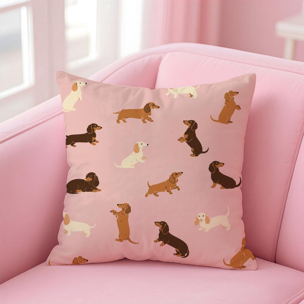 Chic Dachshund Cushion Cover Short Plush Soft DoubleSided Printing Pillow Case Cozy Sofa Bedroom Home Decor Gift