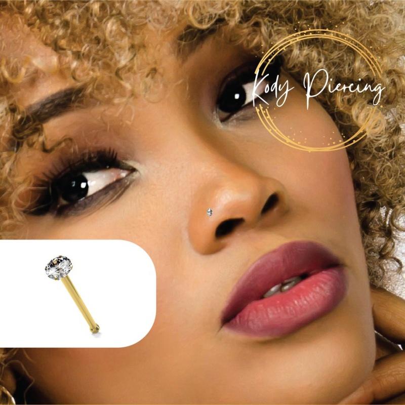 KODY PIERCING Пирсинг из 9-каратного золота, настоящий алмазный шариковый наконечник для носа - качественный пирсинг