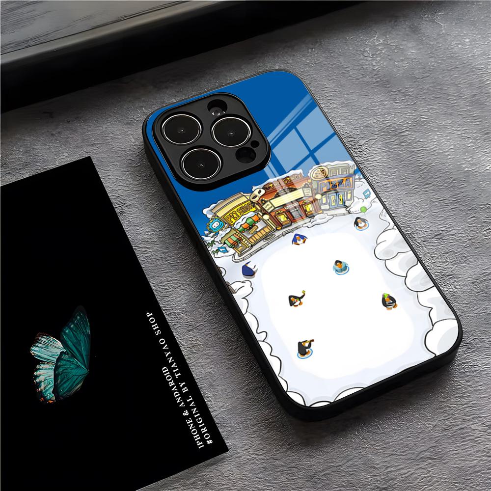 Чехол для телефона P-Pingu Пингвин для iPhone 17 Pro Max 15 Pro 16 14 Plus 12 13 Mini 11 Pro Ударопрочная стеклянная крышка