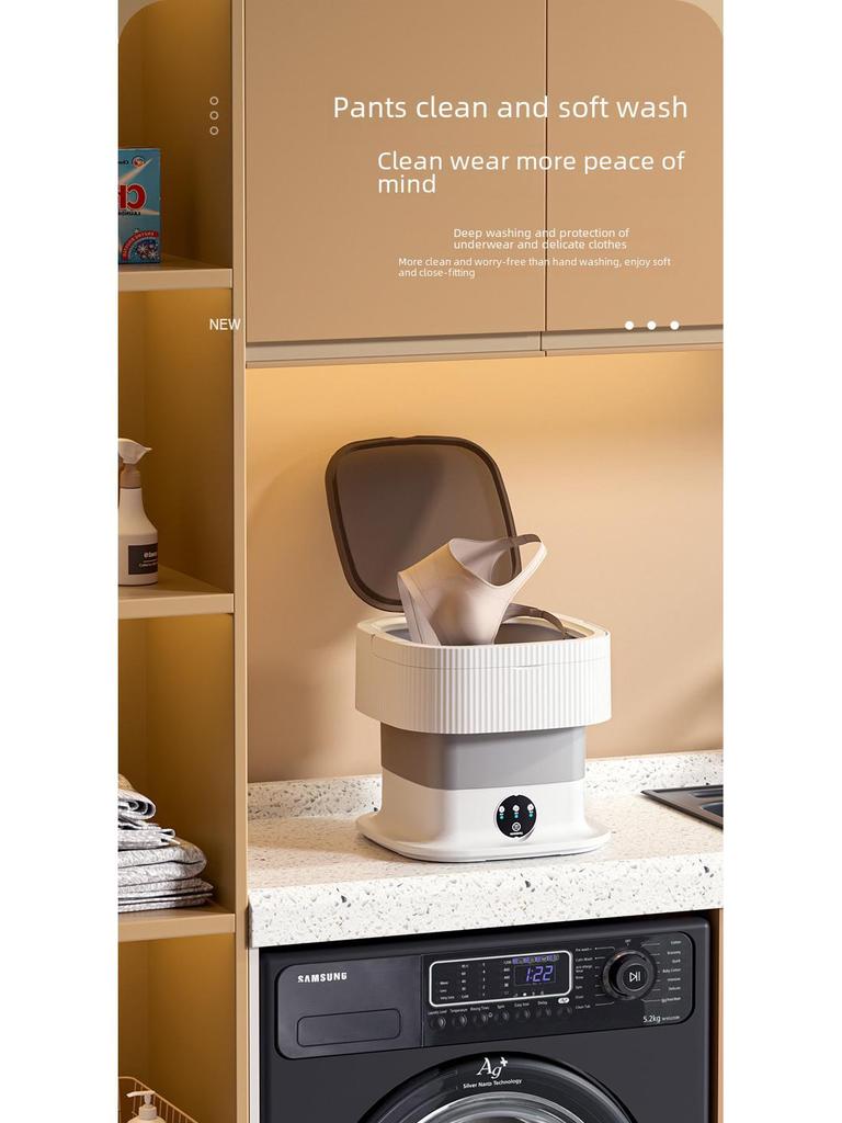 Портативная мини-стиральная машина: Компактная автоматическая стиральная машина с сушилкой для общежитий и детской одежды