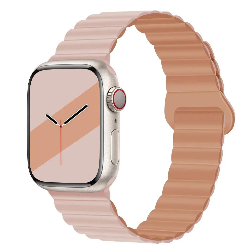 НОВЫЕ Оригинальные магнитные ремешки из жидкого силикона для Apple Watch band Ultra 2 Series 9 SE iwatch 42мм 44мм 45мм 49мм 38мм 40мм 41мм