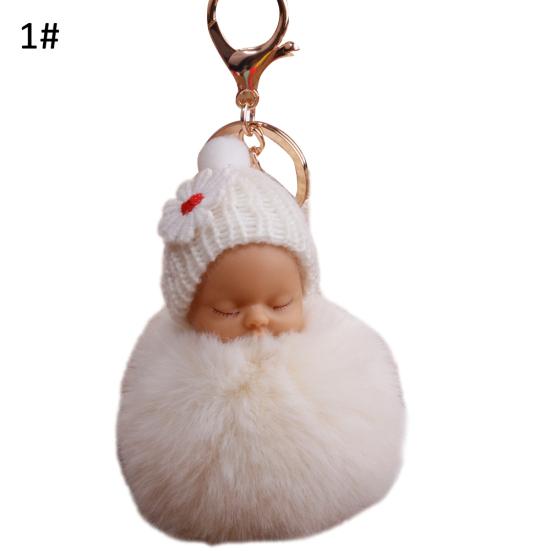 Baby Fluffy Pompom Plush Doll Hanging Pendant Key Ring Keychain