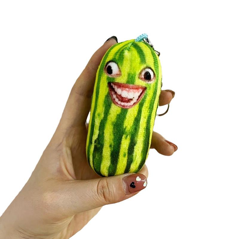 Забавный плюшевый брелок с полосками арбуза, креативный брелок с фруктовой куклой, женский рюкзак, сумка, подвеска, детский подарок на день рождения, аксессуары