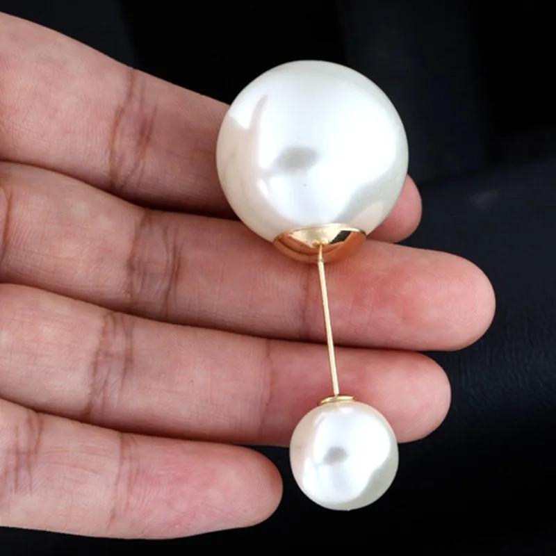 New Large Double Headed Pearl Insert Pin Collar Brooch One Line Breast Pin Cardigan Scarf Shawl Neck Brooch