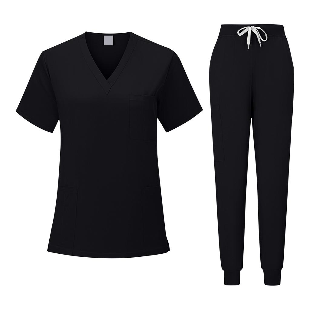 Персонализированный Пользовательский Вышитый Текст Унисекс V-образный вырез Однотонный Быстросохнущая Ткань Тонкая Клиническая Рабочая Одежда Одежда для Ручной Стирки Одежда