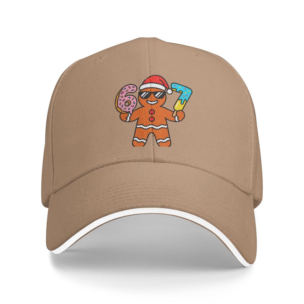 67 Gingerbread Cookie Number Character Christmas Cool Santa Sunglasses Casual Baseball Cap Summer Trucker Hat Rock Snapback Cap