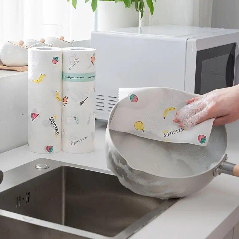 50 шт./набор одноразовых бытовых чистящих салфеток, не оставляющих следов, антипригарных чистящих средств для масла, 1 шт. чистящий инструмент, кухонные бумажные принадлежности