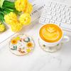 Desk Coaster Set of 2, Non-Slip Floral Drink Cup Mat, Reble Cute Coaster Decorations for Desk for Home Office Bar