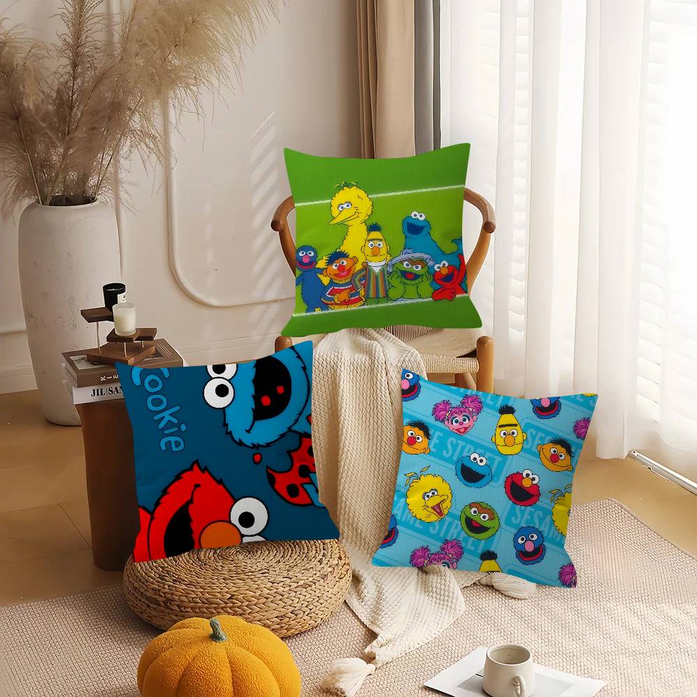 Cartoon S-Sesame Street Cushion Cover Pillowcase Upholstery Sofa Throw Pillow Home Decor Pillowcas