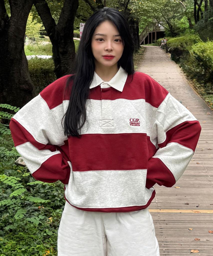 CGP Striped Rugby Sweatshirt_Dark Red