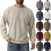 Men's Solid Color Winter Casual Round Neck Sweatshirt Long Sleeve Pullover Sweatshirt
