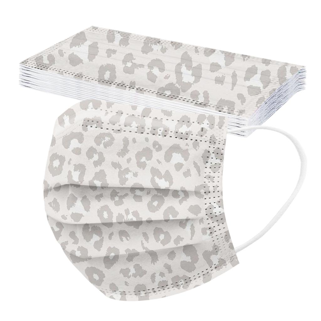50PCS Adult Three-Layer Disposable Dust-Proof Protective Leopard Print Mask