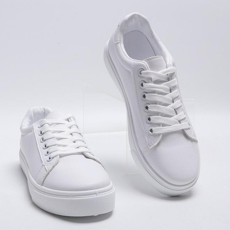 Women Sneakers Fashion Breathble Vulcanized Shoes Pu Leather Platform Shoes White Lace Up Casual Shoes Zapatos Mujer