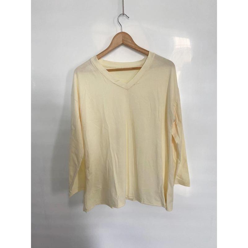 Multi Color Oversized Loose V-neck Solid Color Women's T-Shirts
