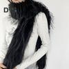 Women Long Scarf Solid Color Thickened Imitation Mink Fur Velvet Decor Scarf Warm Thin Scarf Fashion Accessory
