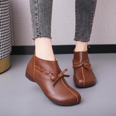 Европейские и американские винтажные короткие сапоги 2024 года, осень, мягкие, с плоской подошвой, короткие сапоги, нескользящие, из мягкой кожи, женские сапоги