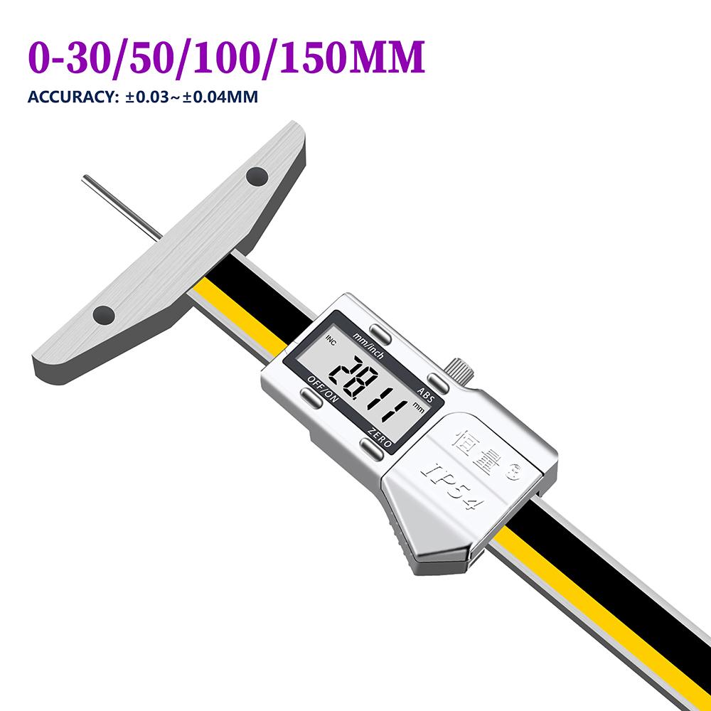 Digital Display Depth Caliper Electronic Thin Rod Depth Gauge Small Hole Depth Measurement Ruler 0-30mm 0-350mm 0-100mm 0-150mm