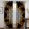 2Panels Luxe Living Curtain Black Gold Curtain Abstract Pattern Printed Curtain for Bedroom Living Room Kitchen Window  Rideau